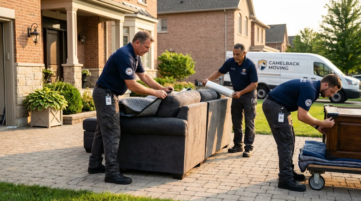 Large estate moving crew wrapping furniture in Atwater, MN